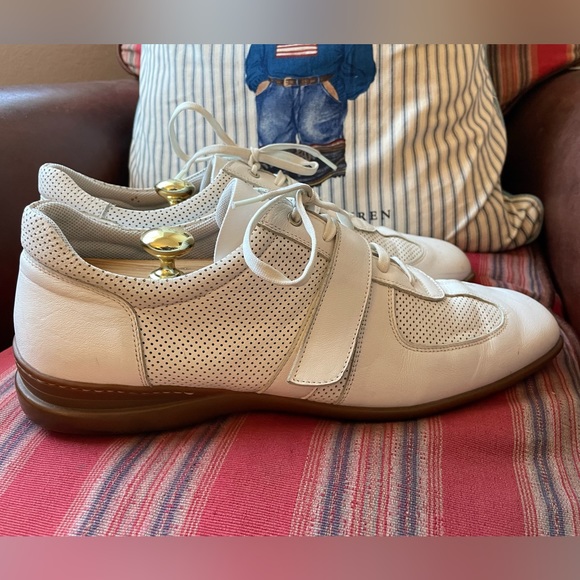 ADAM DERRICK SPORT Made in Italy Perforated Leather Sneakers in White Size 12 - Picture 4 of 7